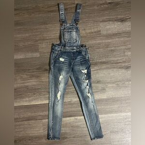 Dollhouse Denim Distressed Jean Overalls